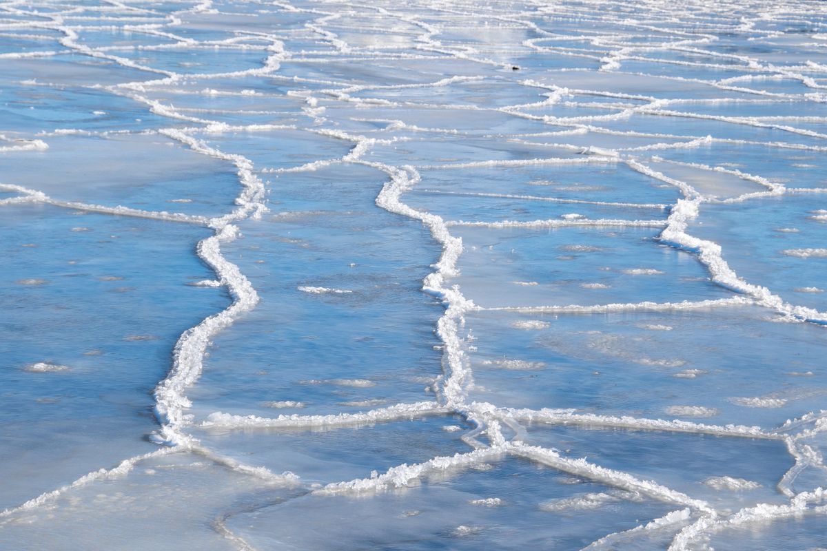 A frozen sea surface; illustrative stock photo, not the reported Arctic measurement