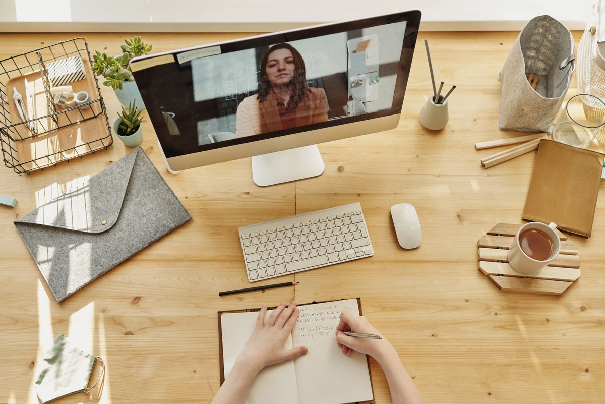 A video call on a desktop computer