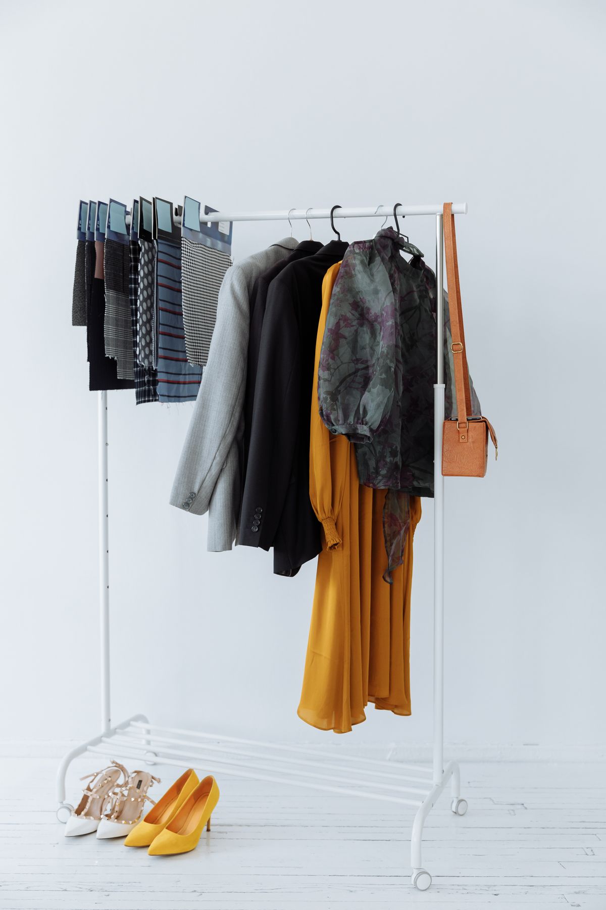 Clothing displayed on a rack